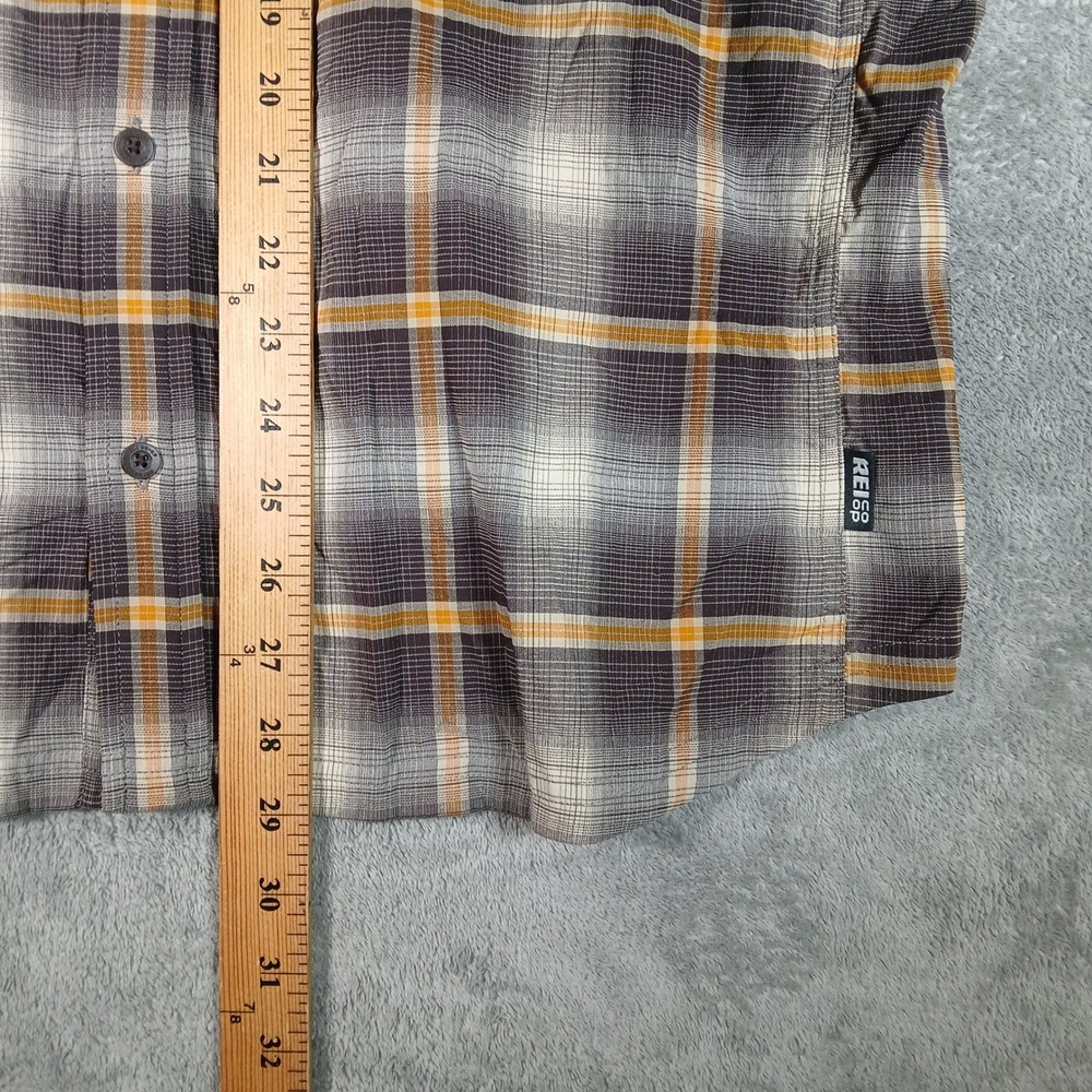 REI Co-op Shirt Mens L Grey Plaid Regular Short Sleeve Vented Hiking - Picture 5 of 10